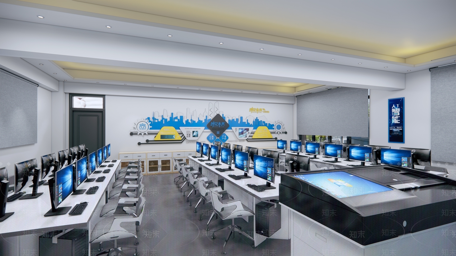 现代电脑教室SU模型下载【ID:1108718175】