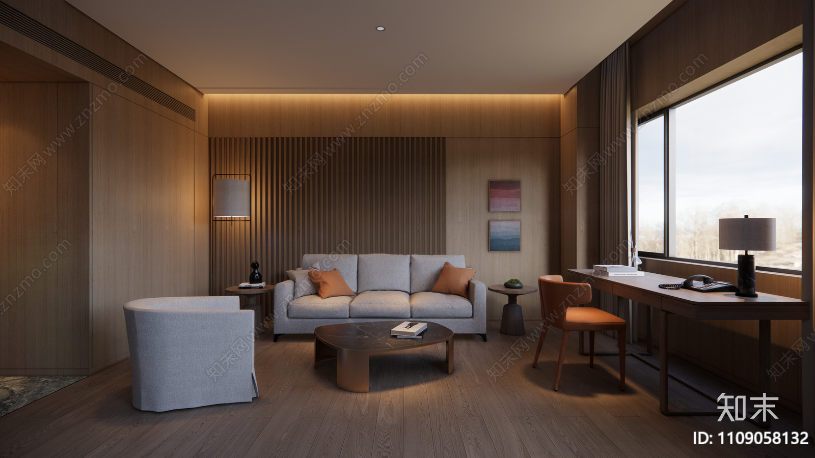 现代酒店客房样板间装修施工图施工图下载【ID:1109058132】