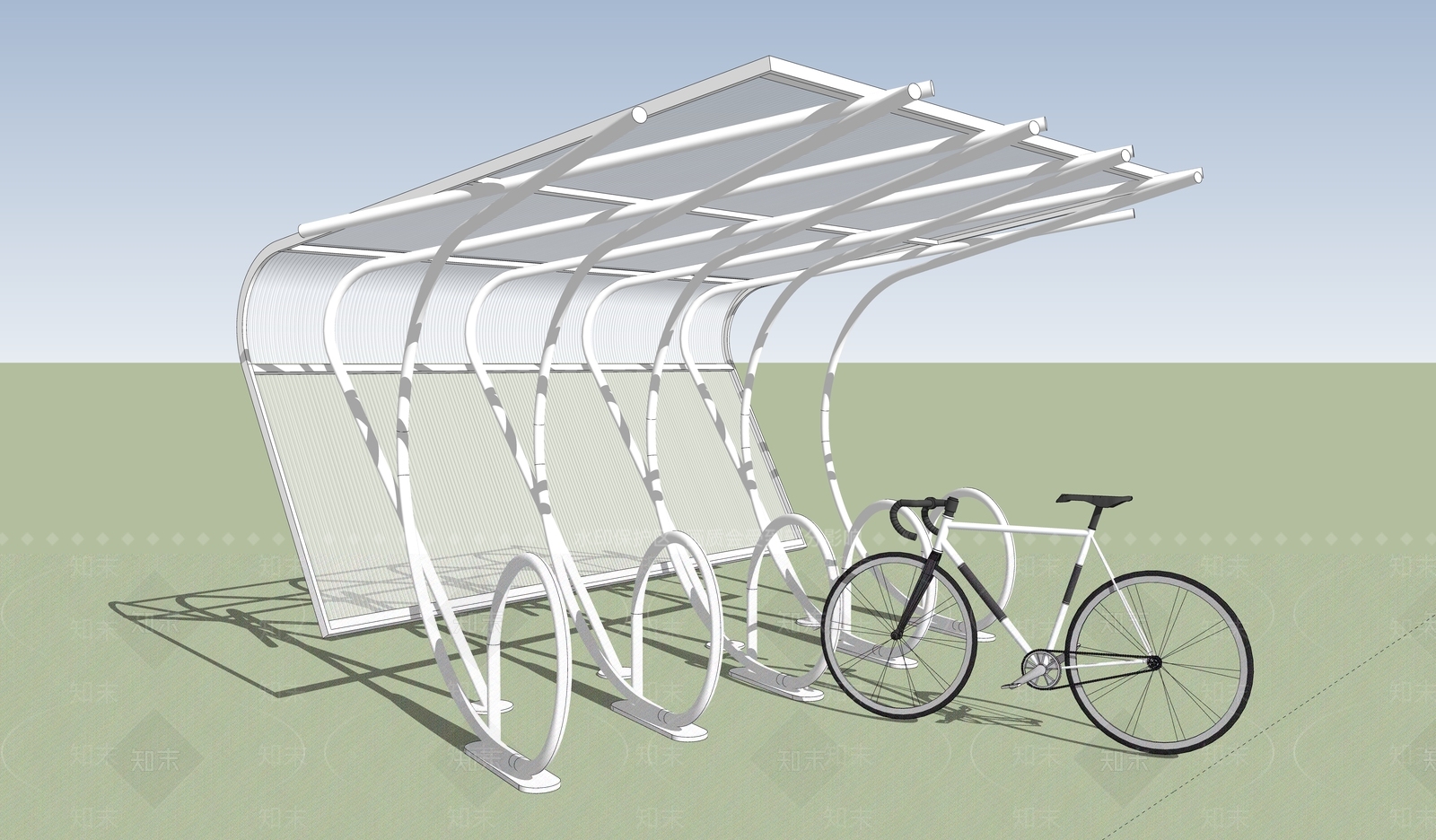 现代自行车棚SU模型下载【ID:1108721105】