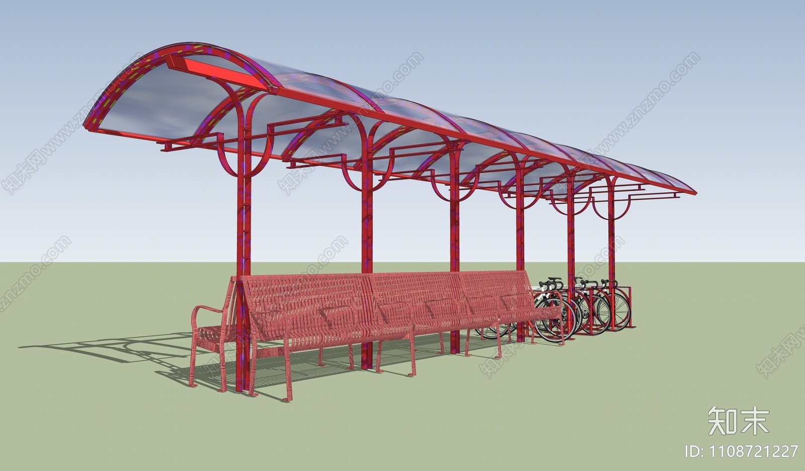 现代自行车棚SU模型下载【ID:1108721227】