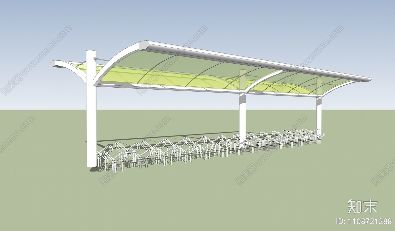 现代自行车棚SU模型下载【ID:1108721288】