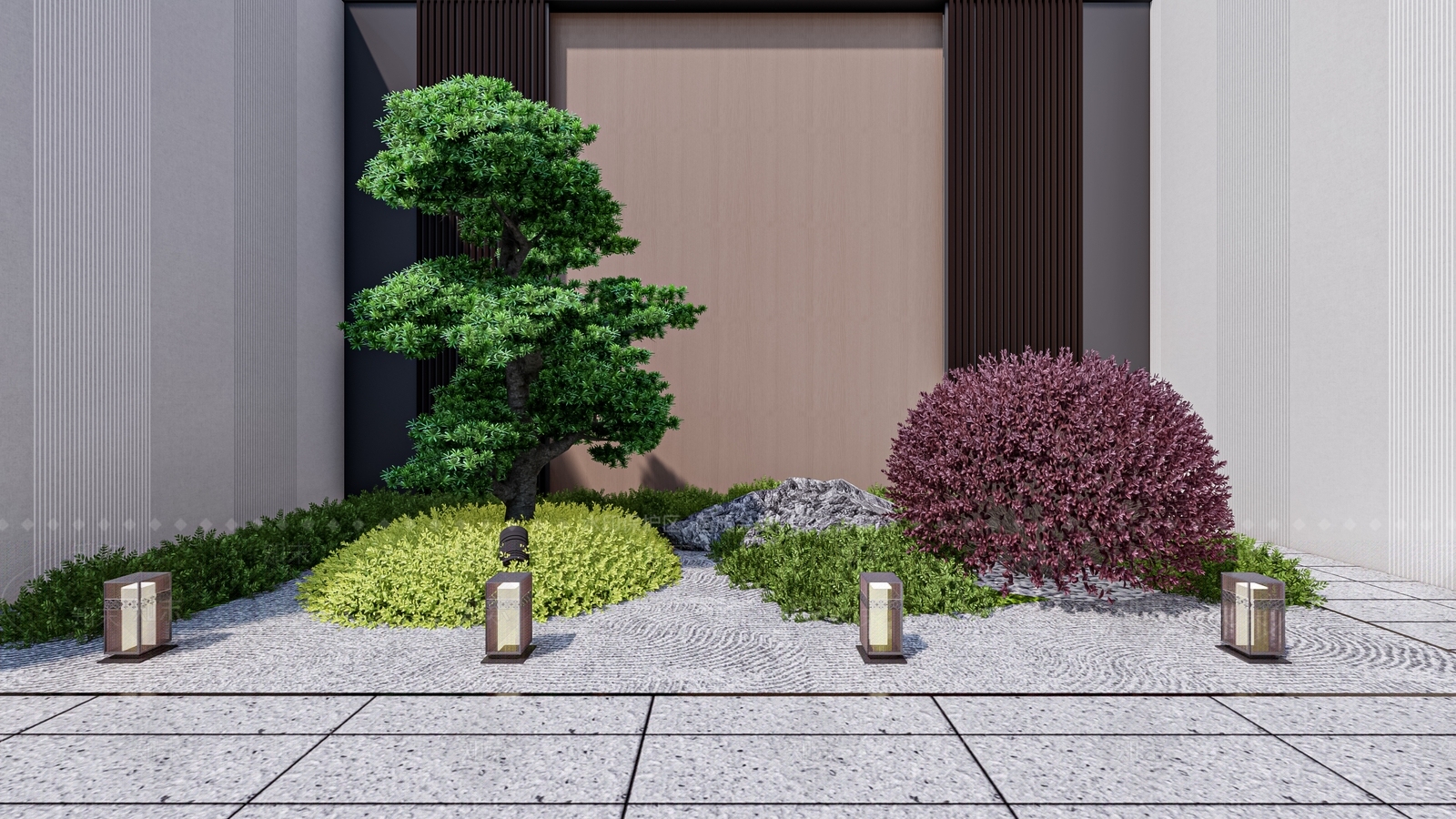 新中式庭院小品SU模型下载【ID:1108721854】