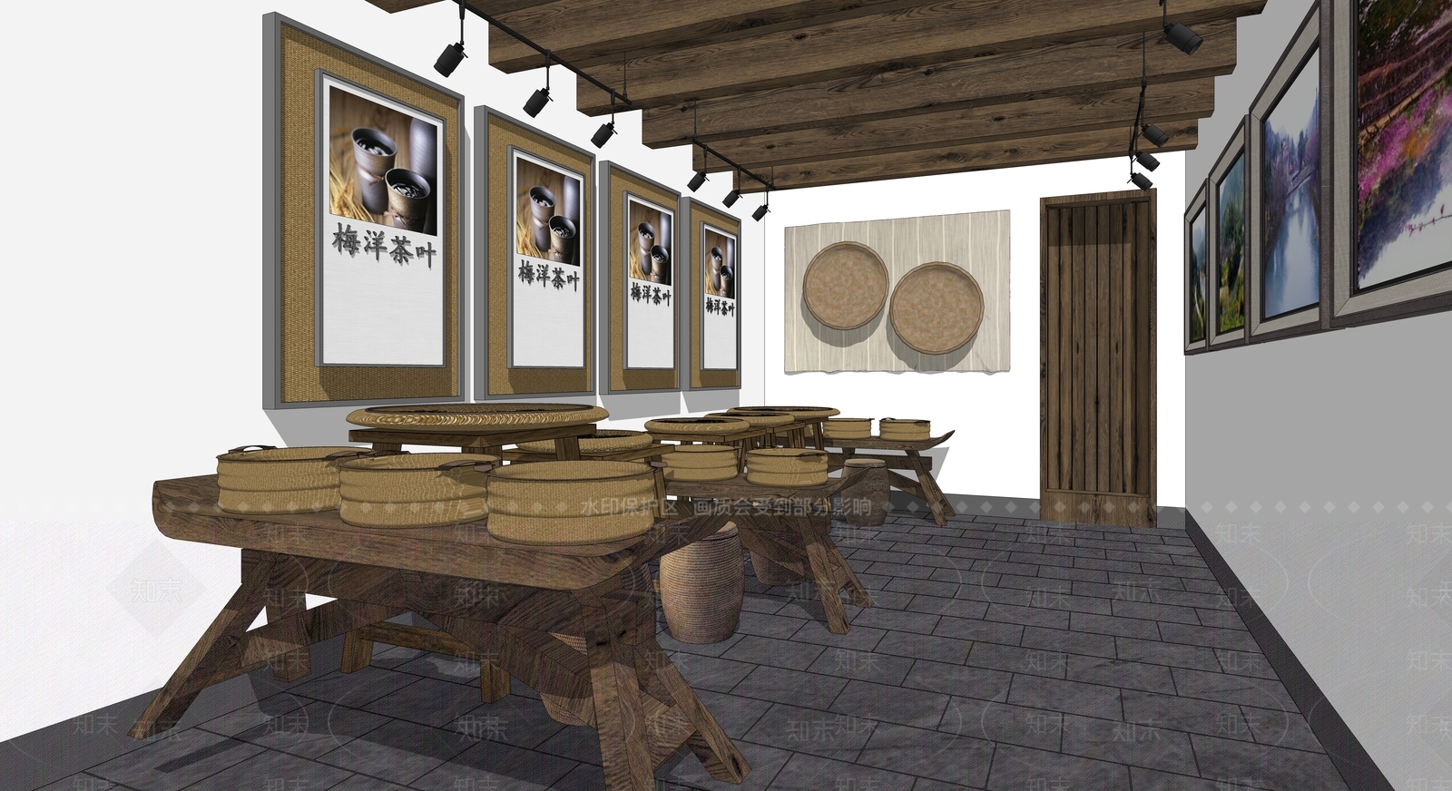 中式茶叶加工室SU模型下载【ID:1108722568】