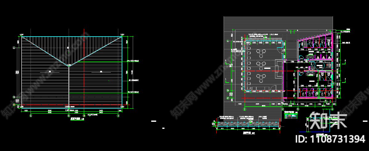 景观构筑卫生间cad施工图下载【ID:1108731394】