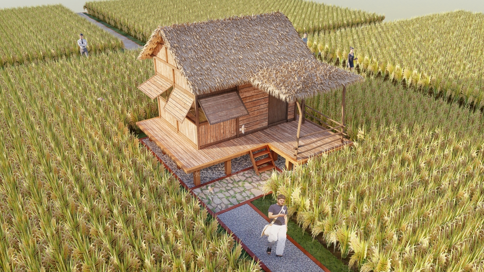 中式木屋SU模型下载【ID:1108739966】