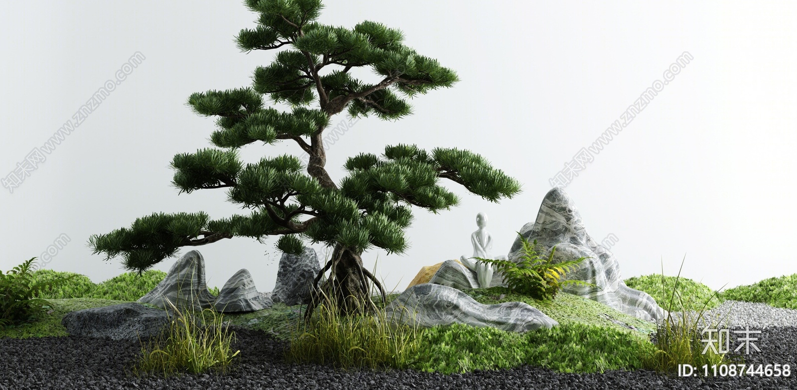 新中式假山水景3D模型下载【ID:1108744658】