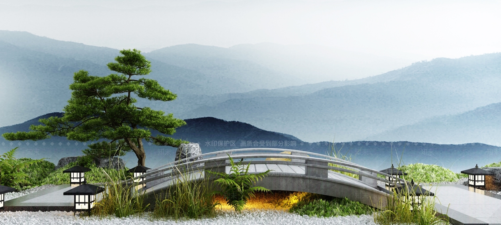 新中式景观桥3D模型下载【ID:1108744669】