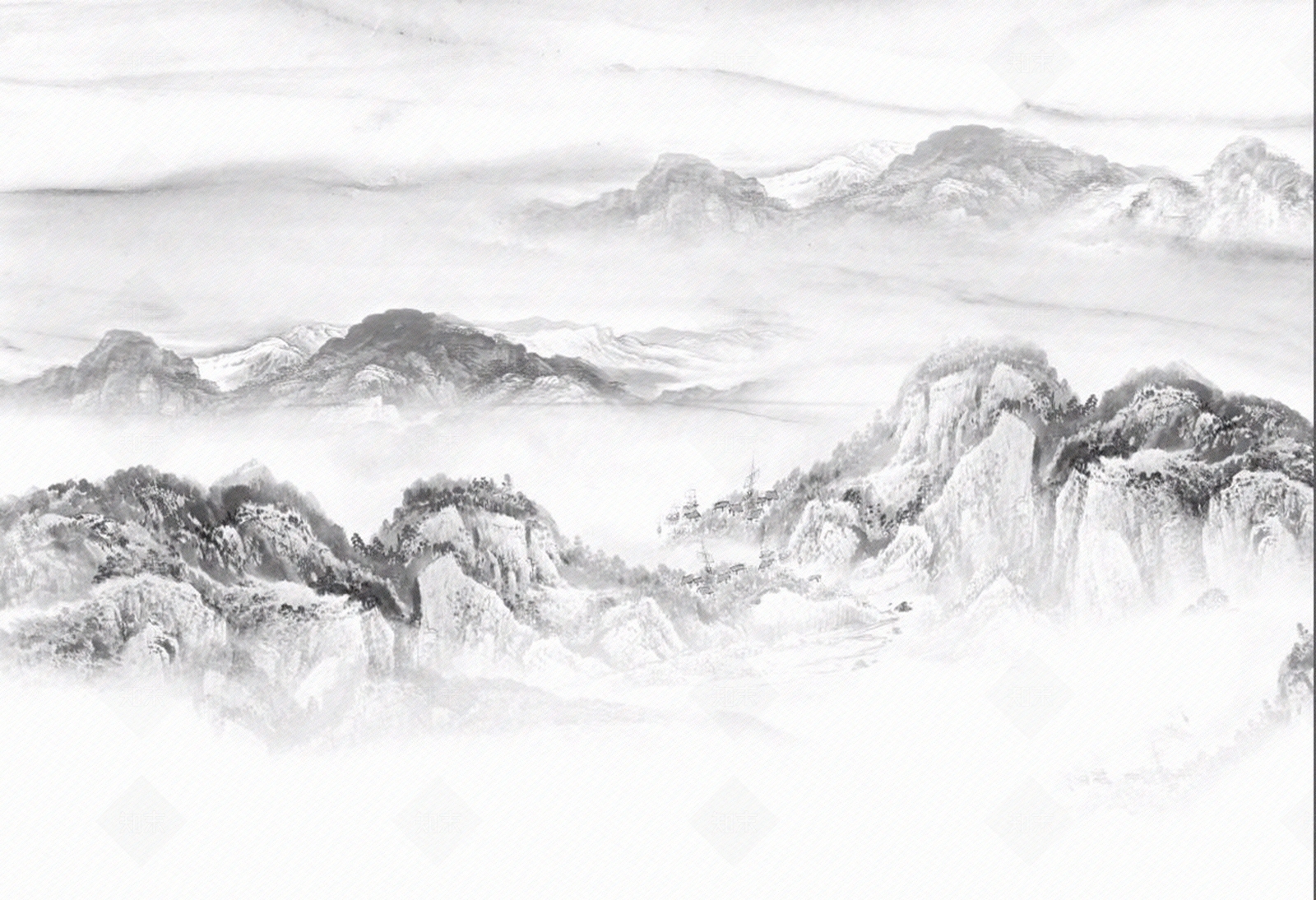 金意陶中式水墨画印花瓷砖贴图下载【ID:1108752015】