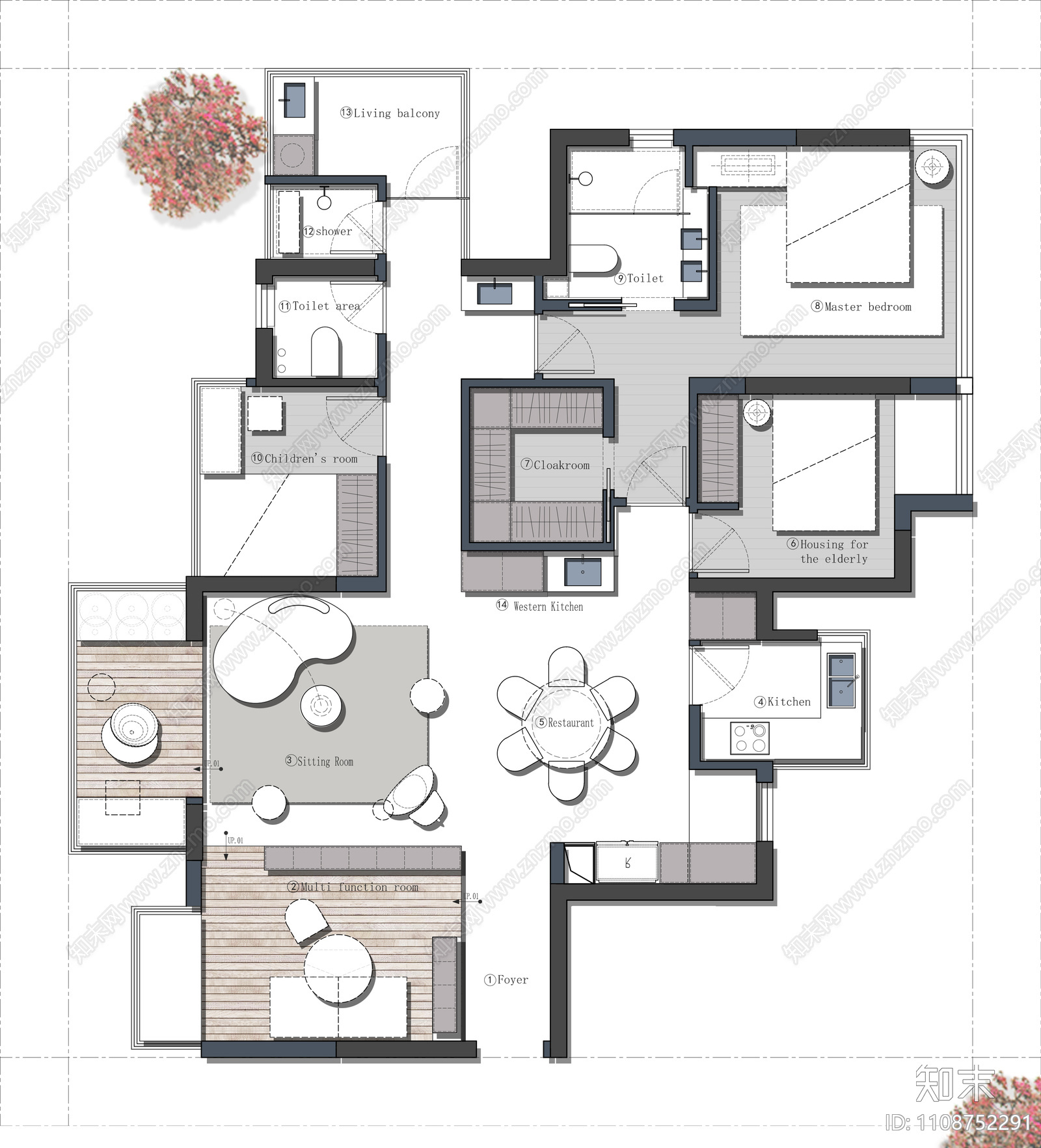 150㎡四居室住宅cad施工图下载【ID:1108752291】