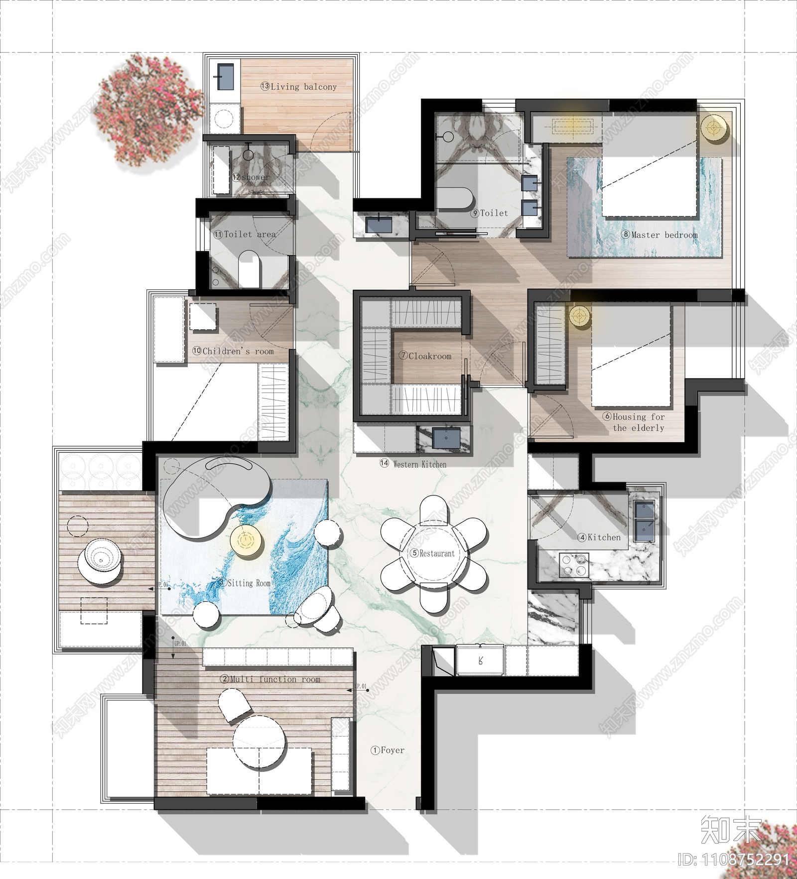 150㎡四居室住宅cad施工图下载【ID:1108752291】