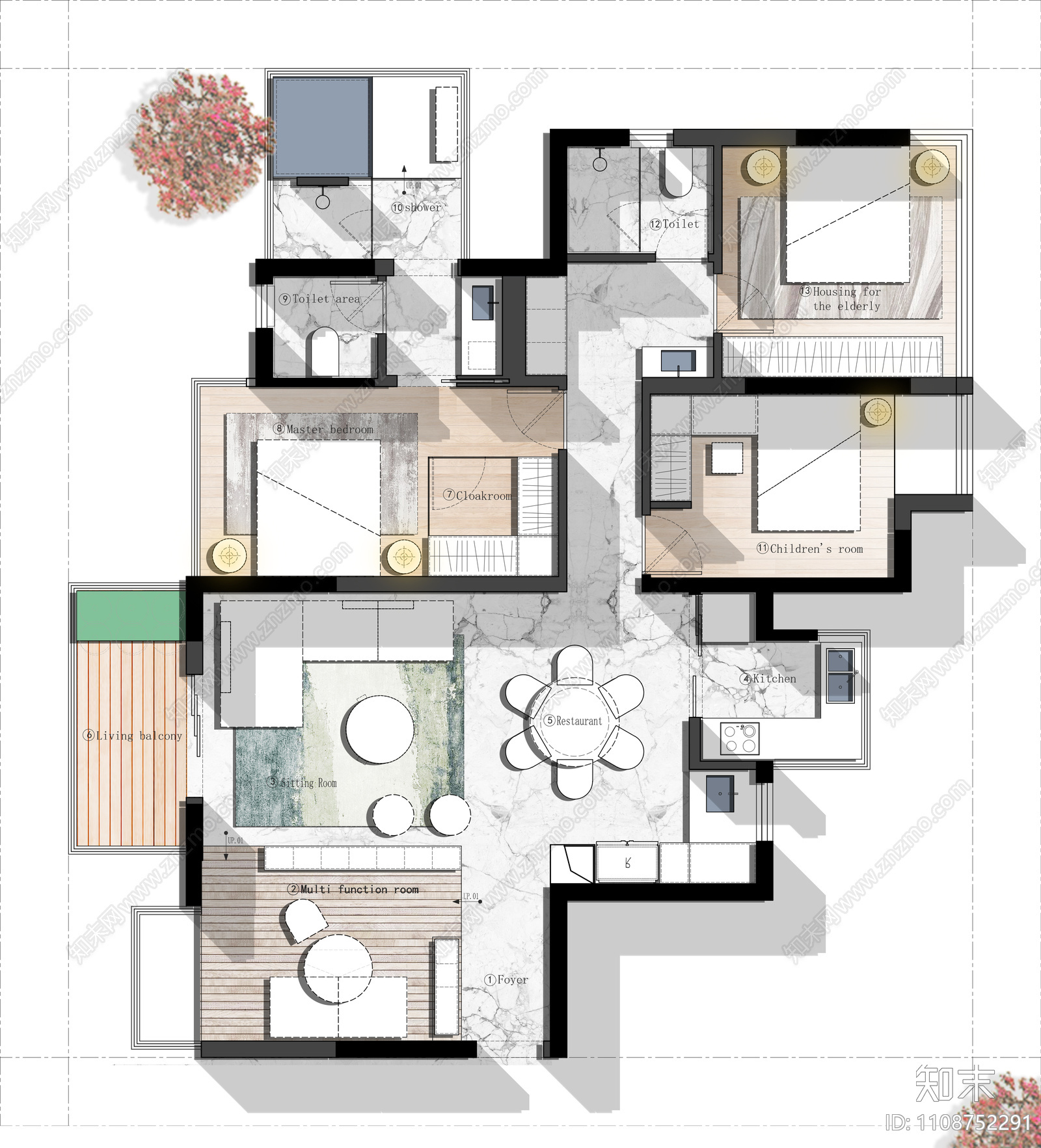 150㎡四居室住宅cad施工图下载【ID:1108752291】