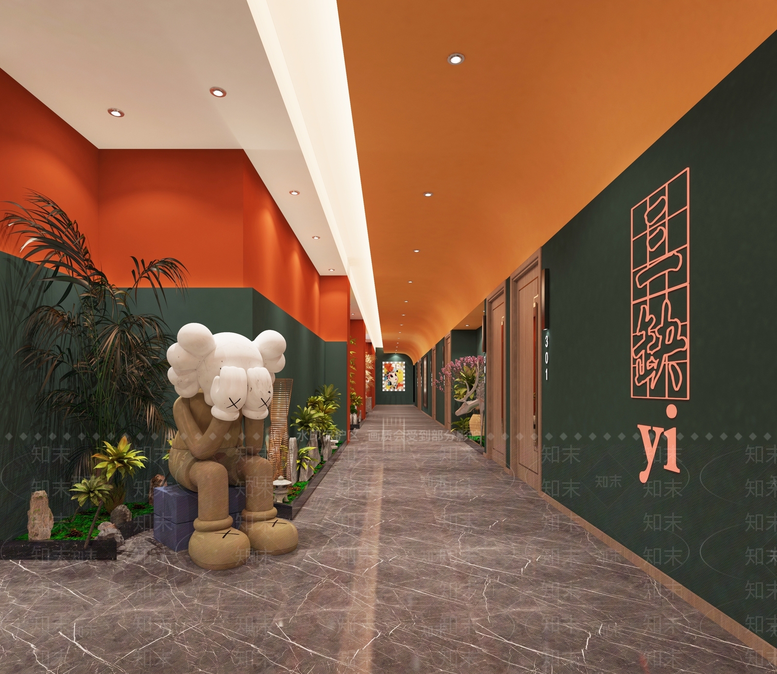 现代主题棋牌室过道3D模型下载【ID:1109097736】