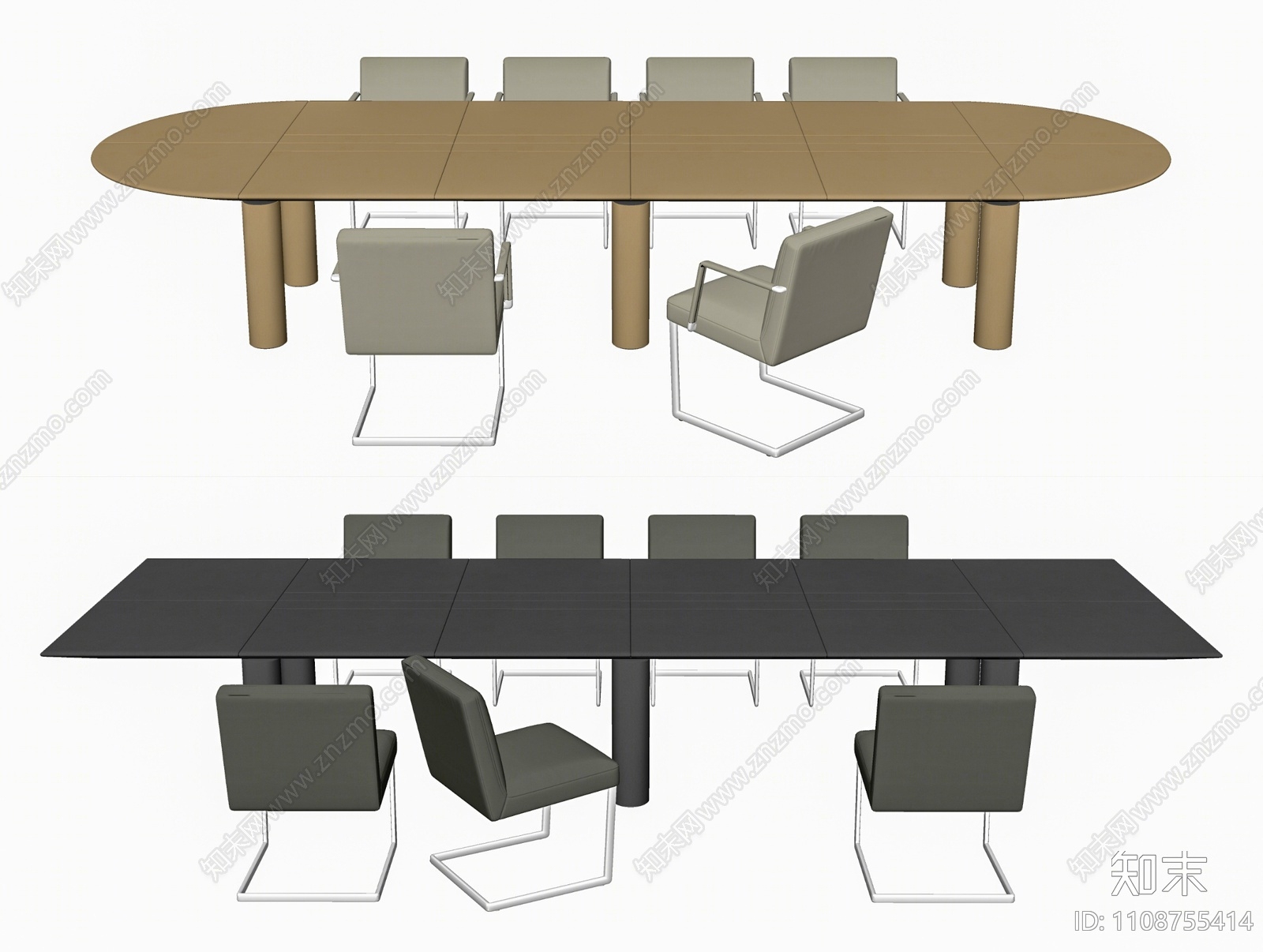 现代会议桌椅组合SU模型下载【ID:1108755414】
