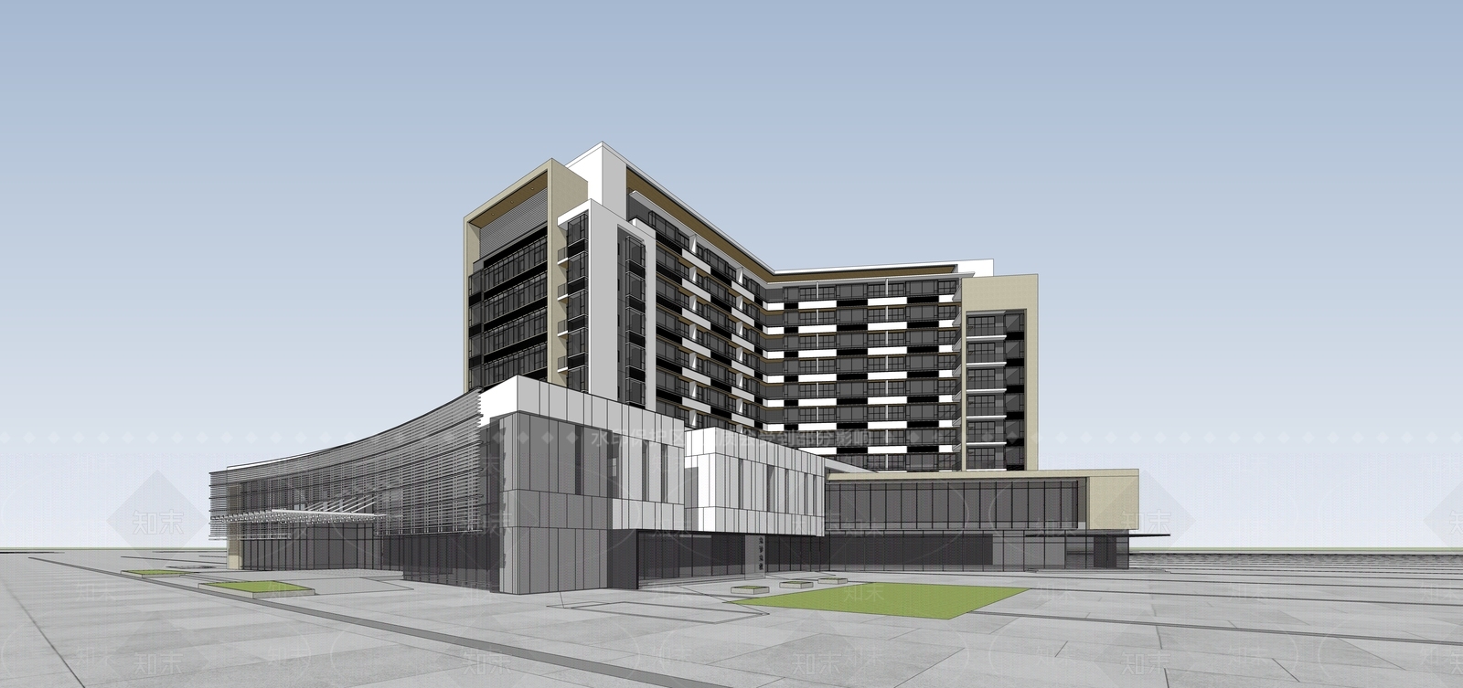 现代医疗建筑SU模型下载【ID:1108757854】
