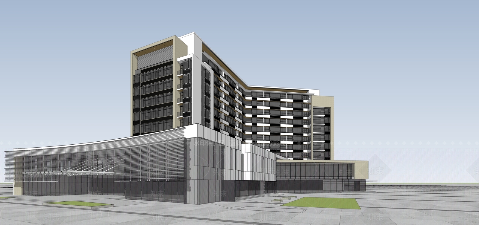 现代医疗建筑SU模型下载【ID:1108757854】