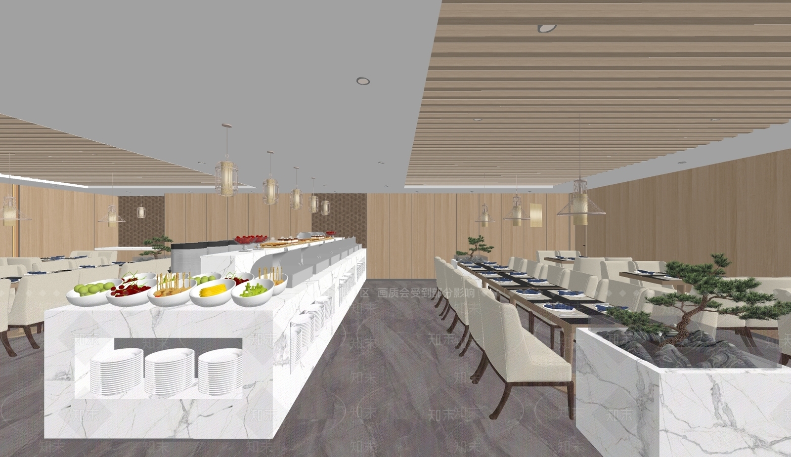 现代自助餐厅SU模型下载【ID:1108762610】