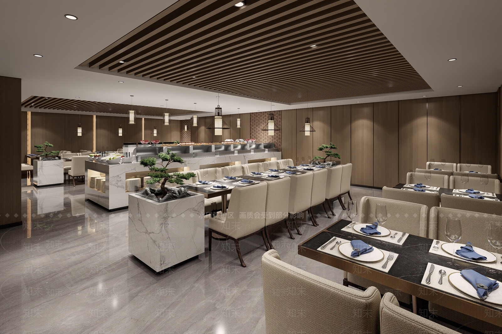 现代自助餐厅SU模型下载【ID:1108762610】