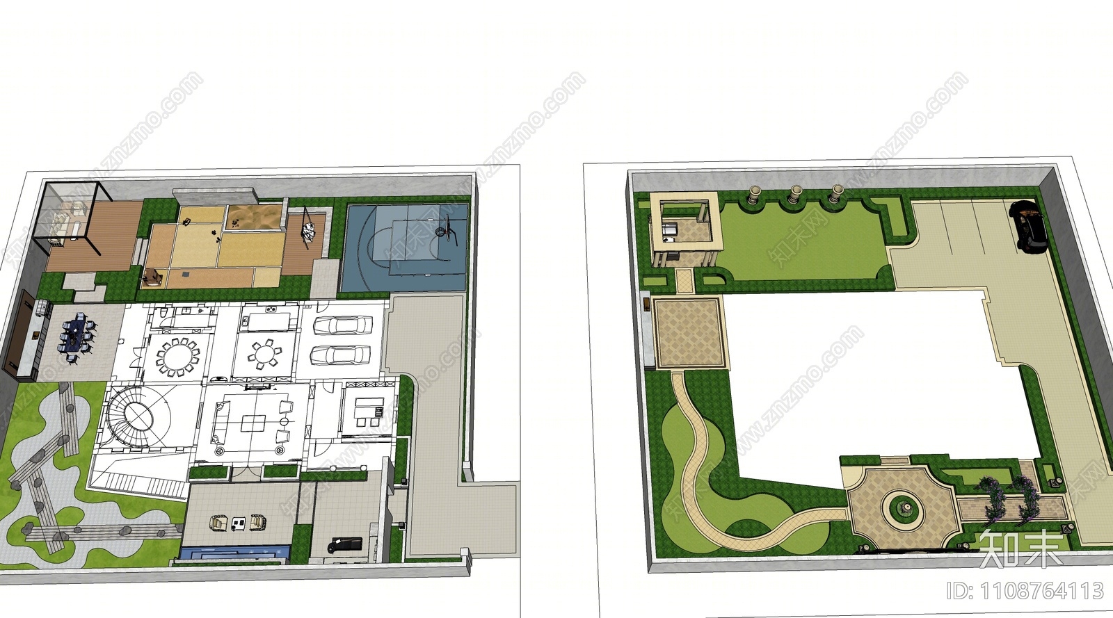 现代庭院花园SU模型下载【ID:1108764113】