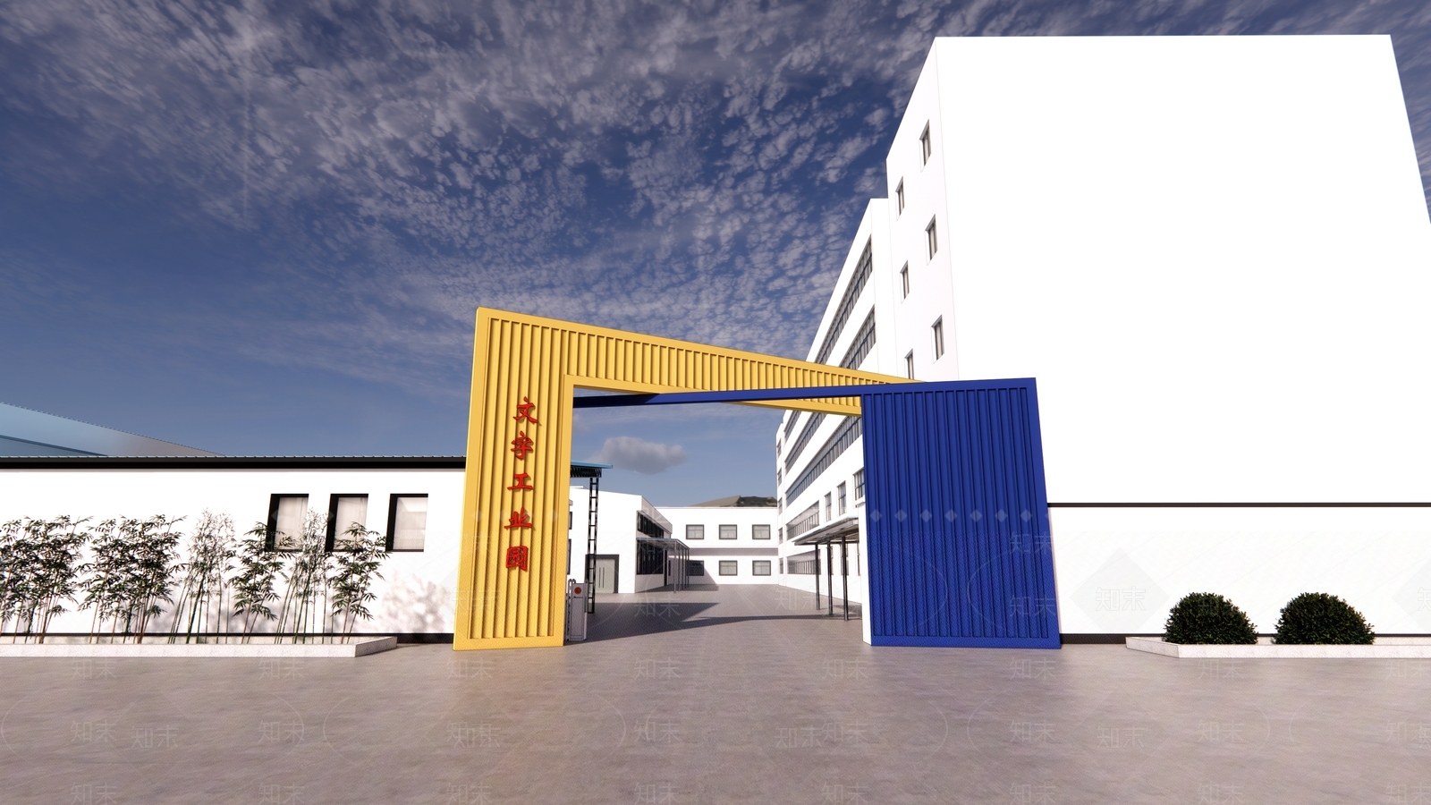 现代工业厂房入口大门SU模型下载【ID:1108764356】