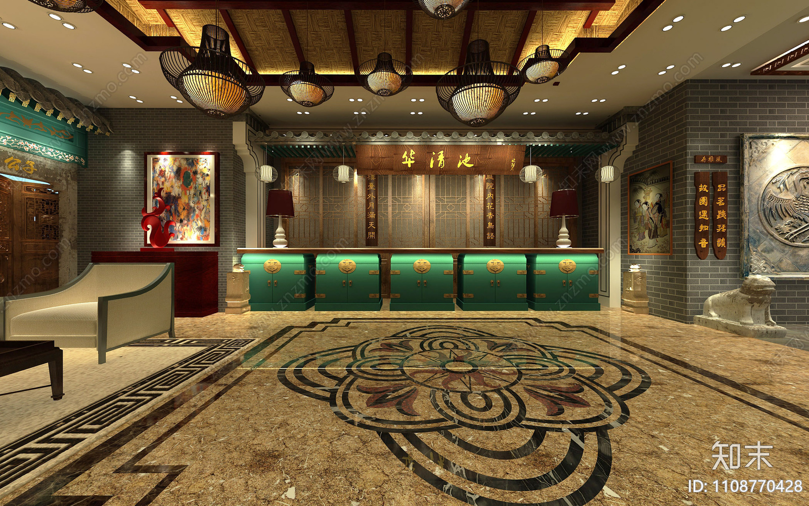 新中式洗浴CAD施工图下载【ID:1108770428】