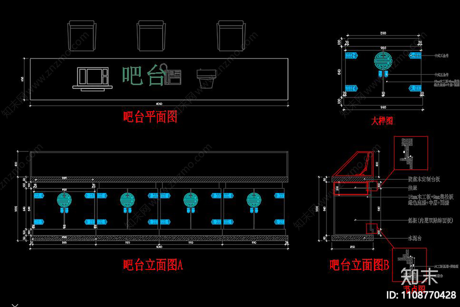 新中式洗浴CADcad施工图下载【ID:1108770428】