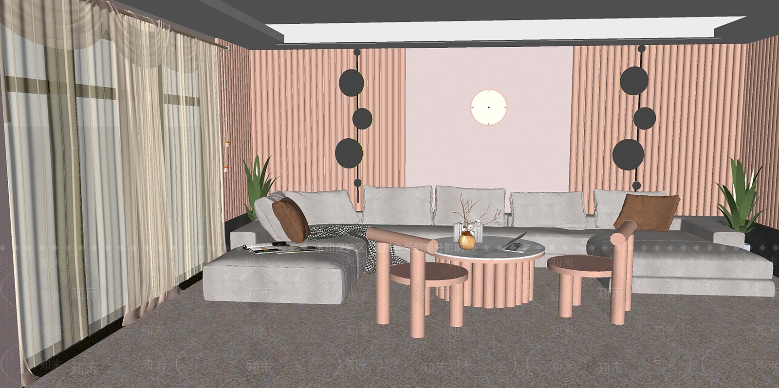 现代客厅SU模型下载【ID:1108772107】
