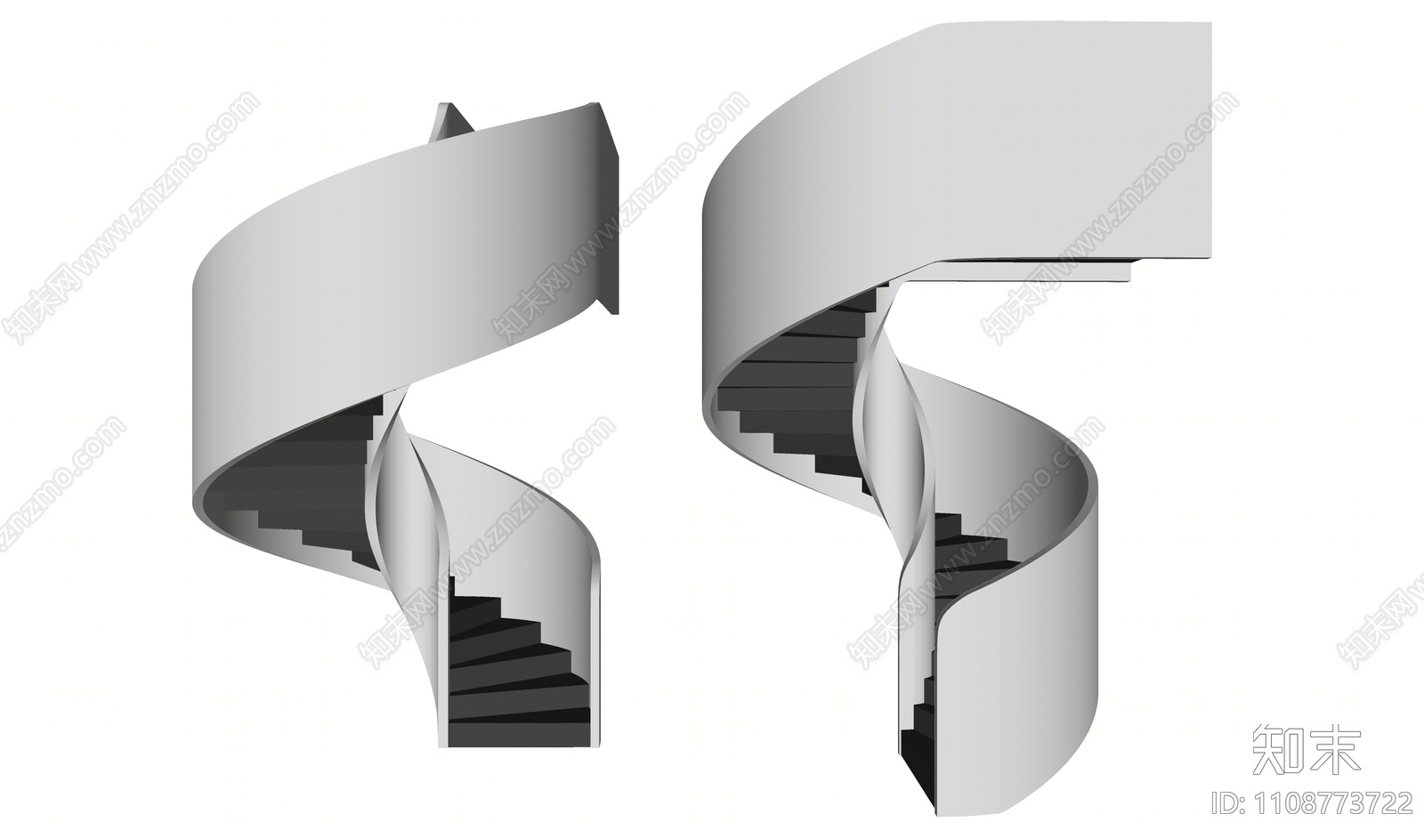 现代旋转楼梯组合SU模型下载【ID:1108773722】