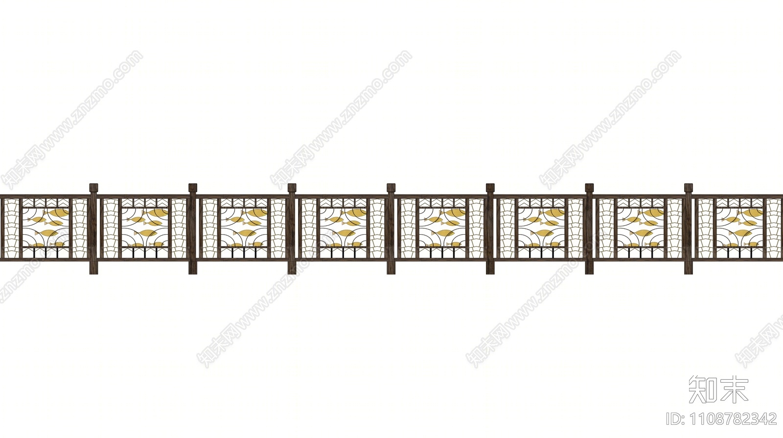 新中式乡村渔文化栏杆SU模型下载【ID:1108782342】