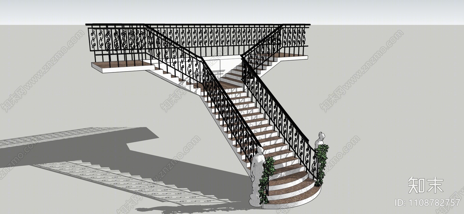 欧式扶手楼梯SU模型下载【ID:1108782757】