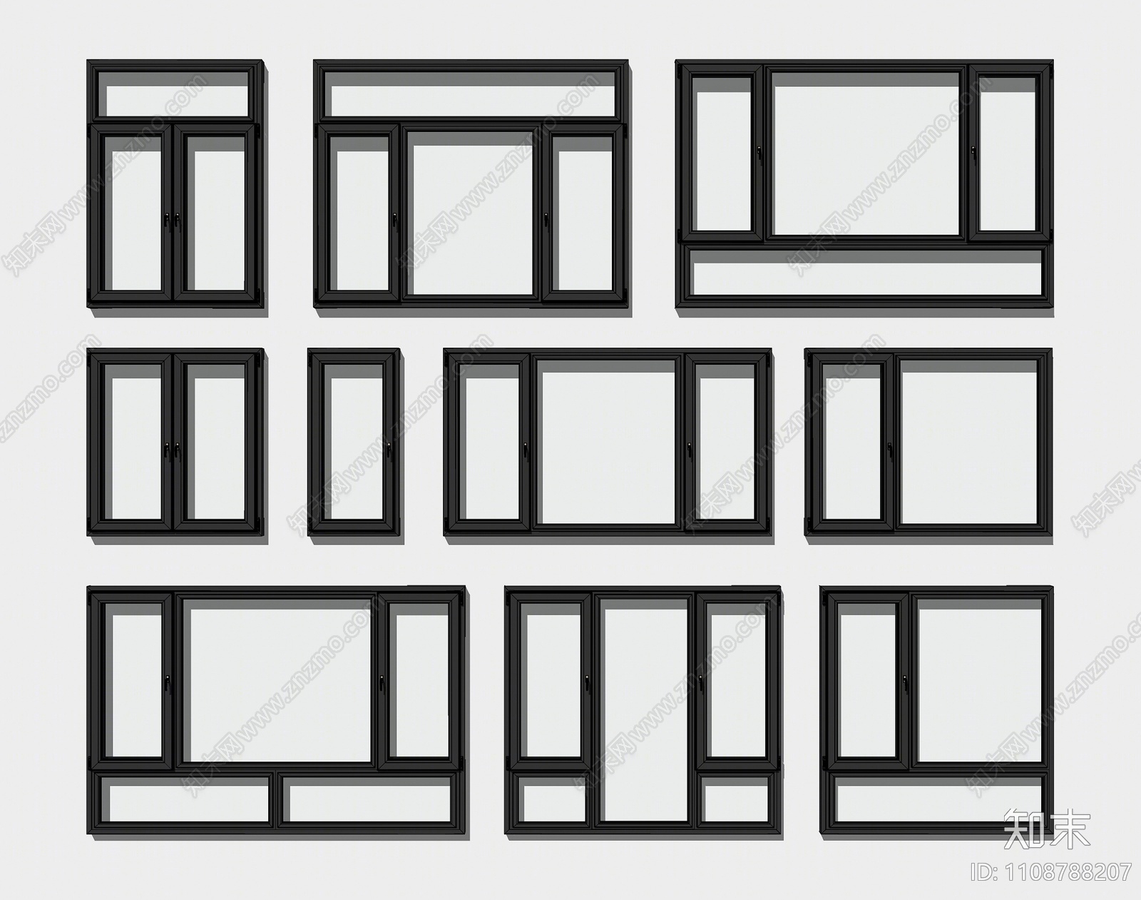 现代窗户组合SU模型下载【ID:1108788207】