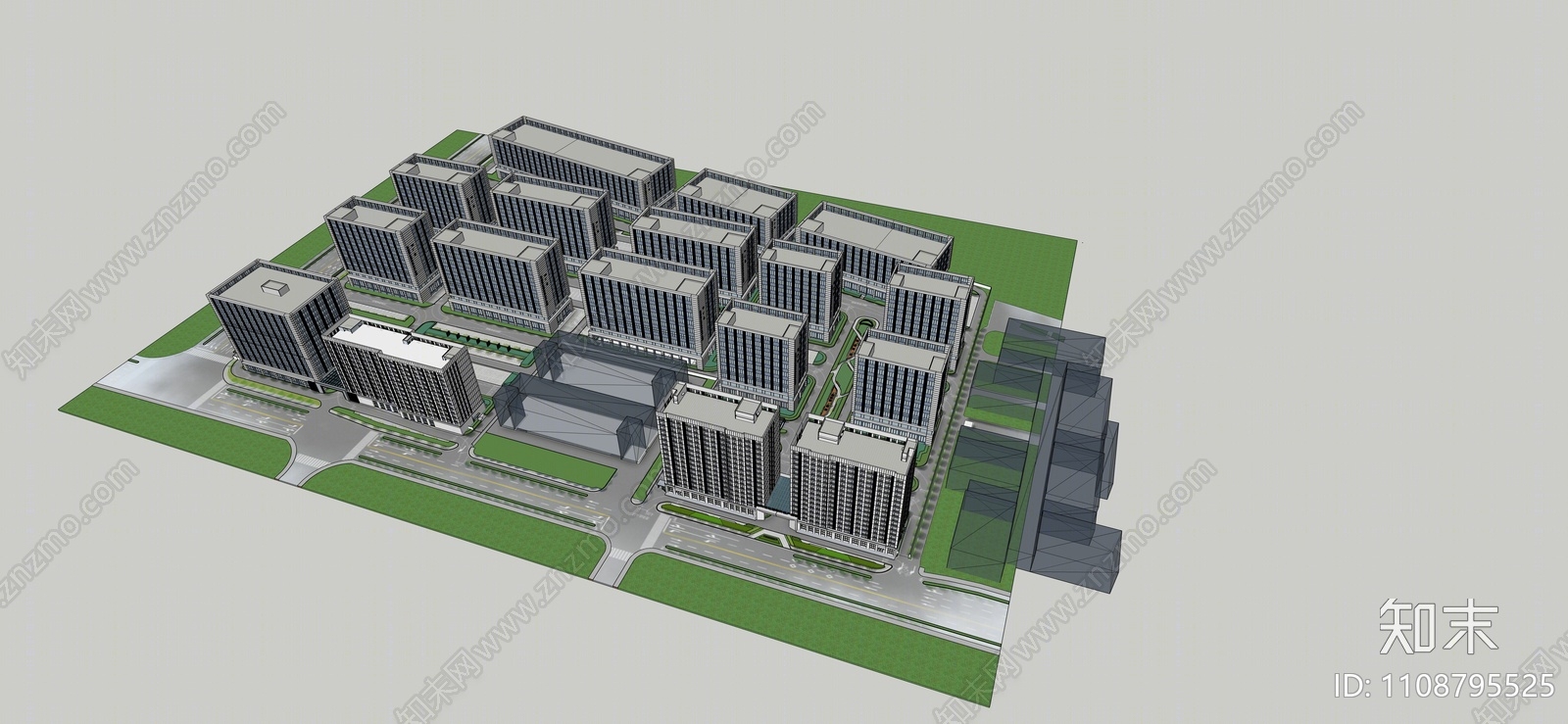 现代办公产业园景观SU模型下载【ID:1108795525】