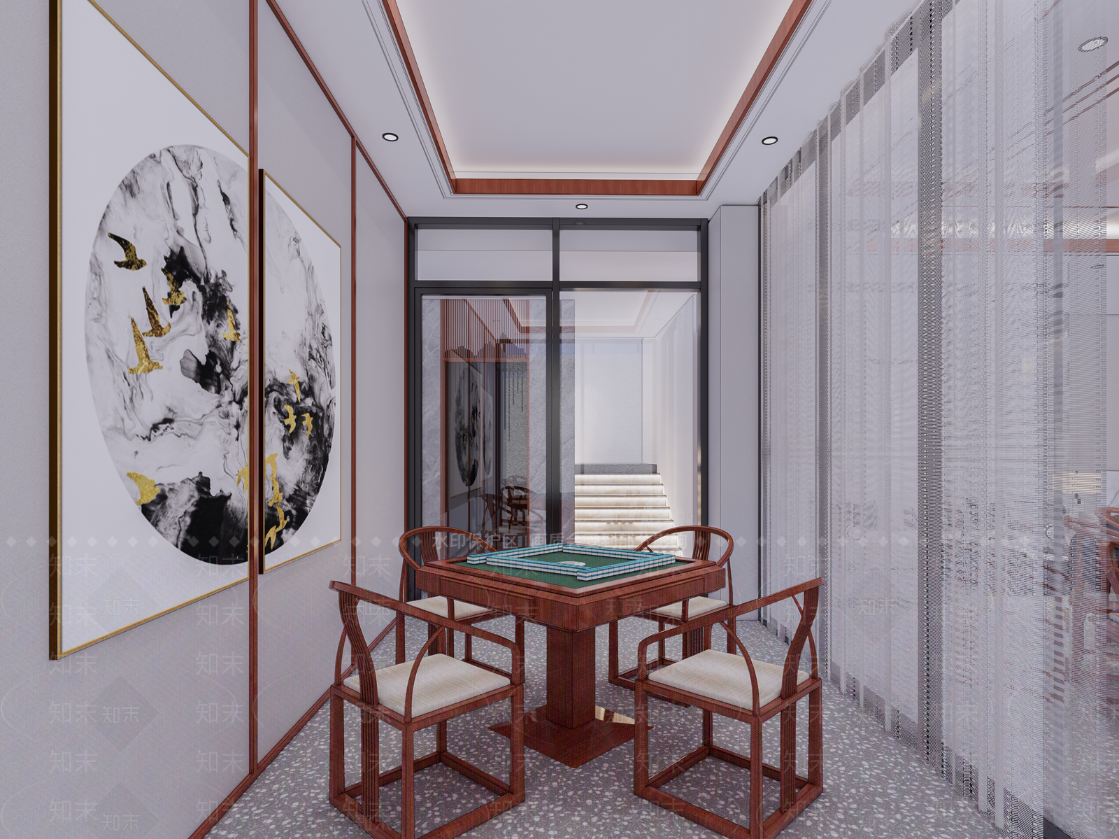 新中式麻将室SU模型下载【ID:1108796101】