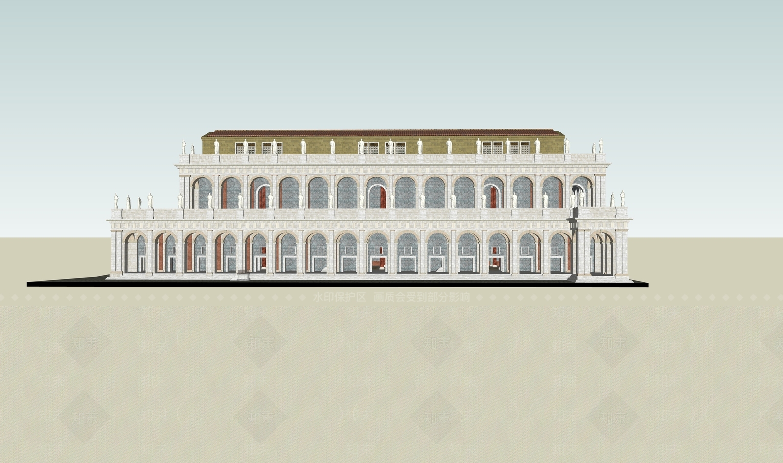 欧式寺庙建筑SU模型下载【ID:1108796058】