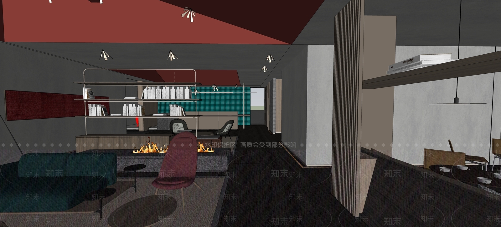 工业风酒店餐厅SU模型下载【ID:1108799104】