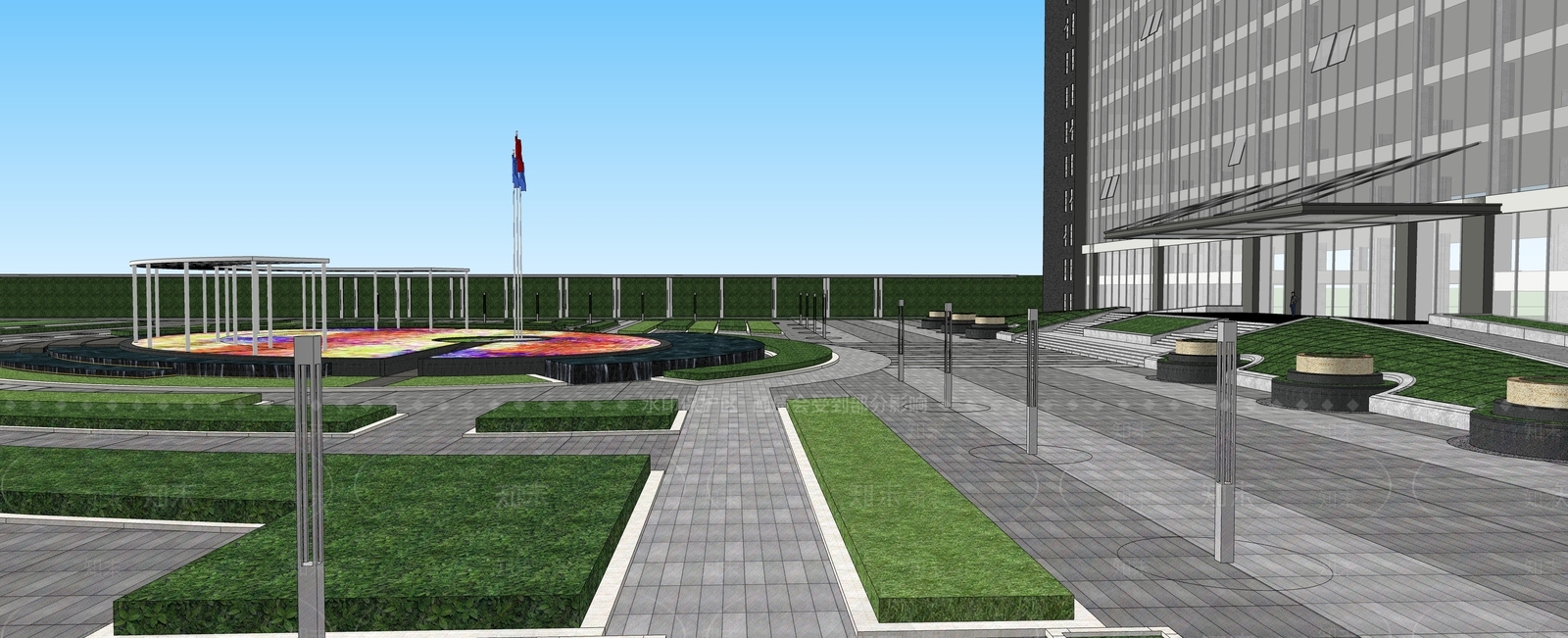 现代办公景观SU模型下载【ID:1108814215】