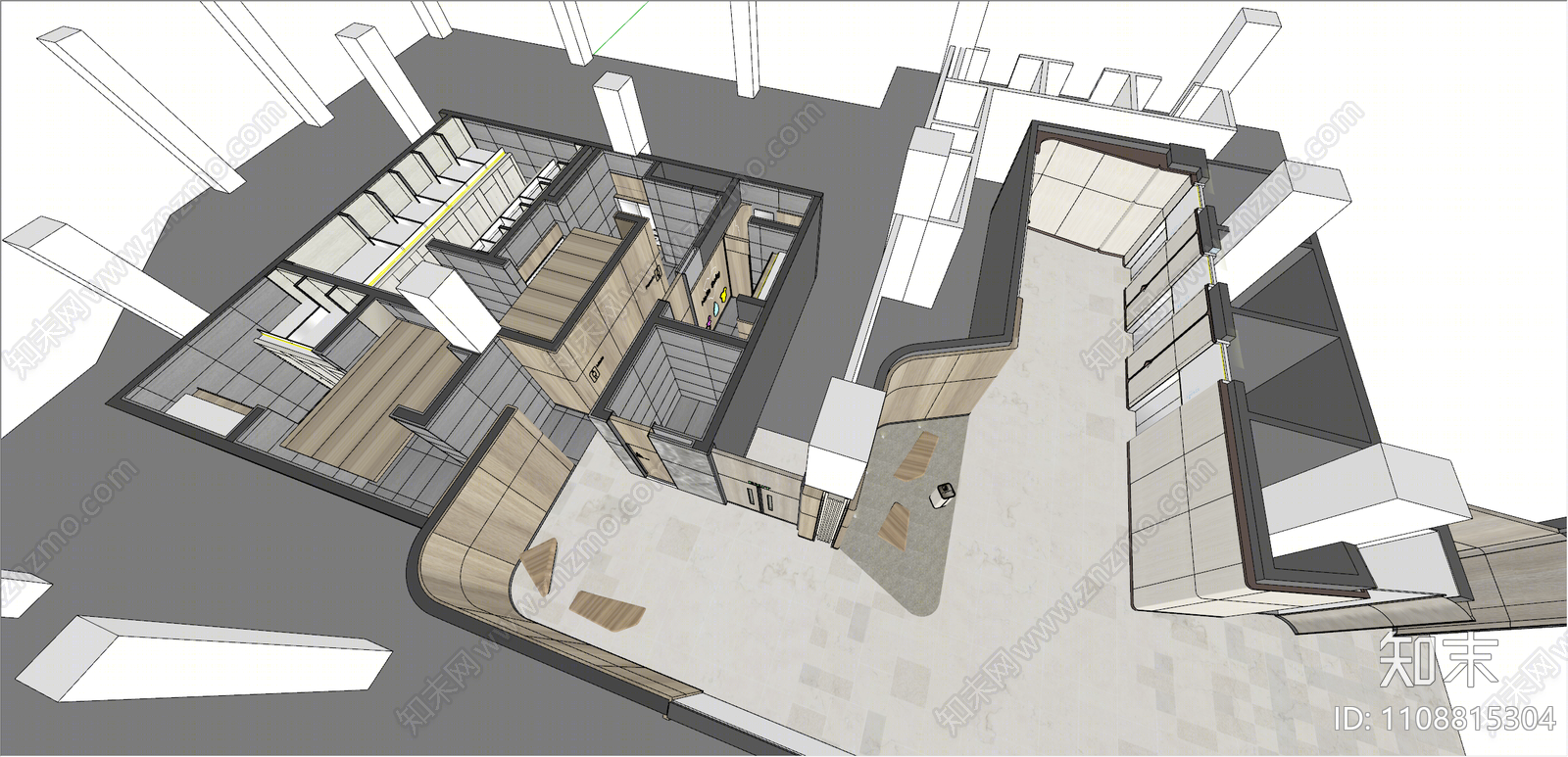 现代简约男女商场公共卫生间SU模型下载【ID:1108815304】