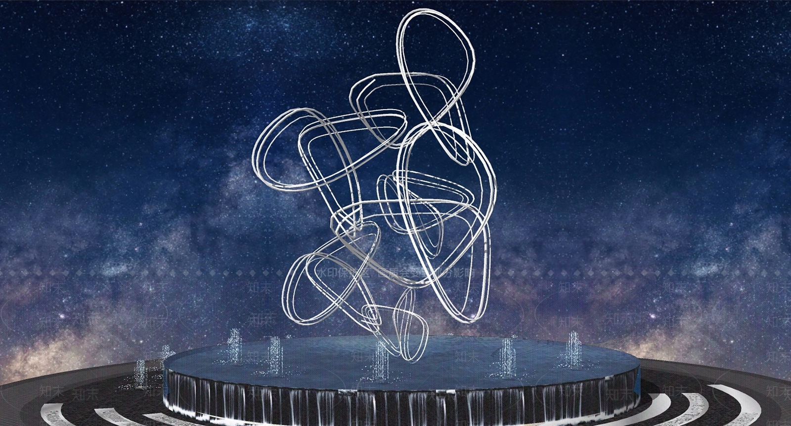 现代曲线异形雕塑小品SU模型下载【ID:1108818762】