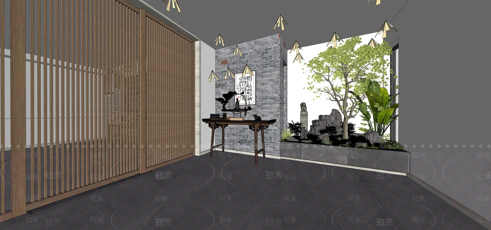 中式端景条案SU模型下载【ID:1108831292】