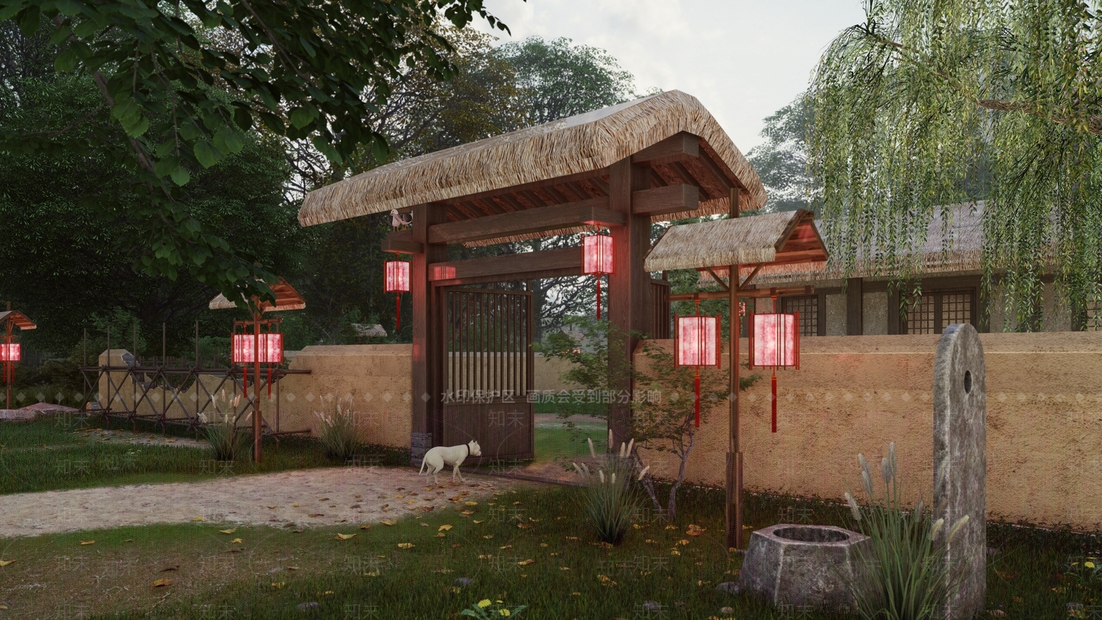 中式乡村民房SU模型下载【ID:1108834195】