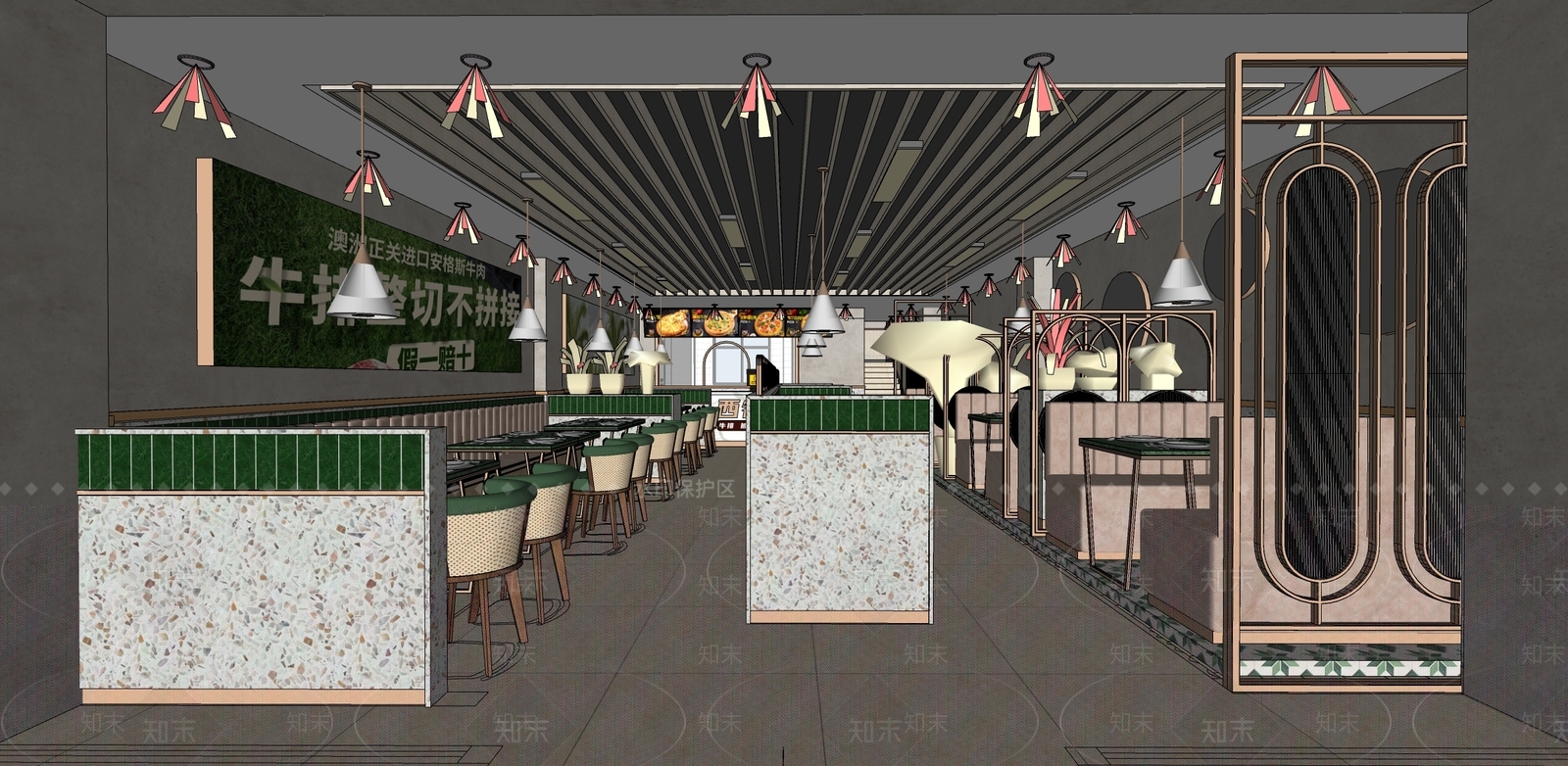 现代西餐厅SU模型下载【ID:1108836079】