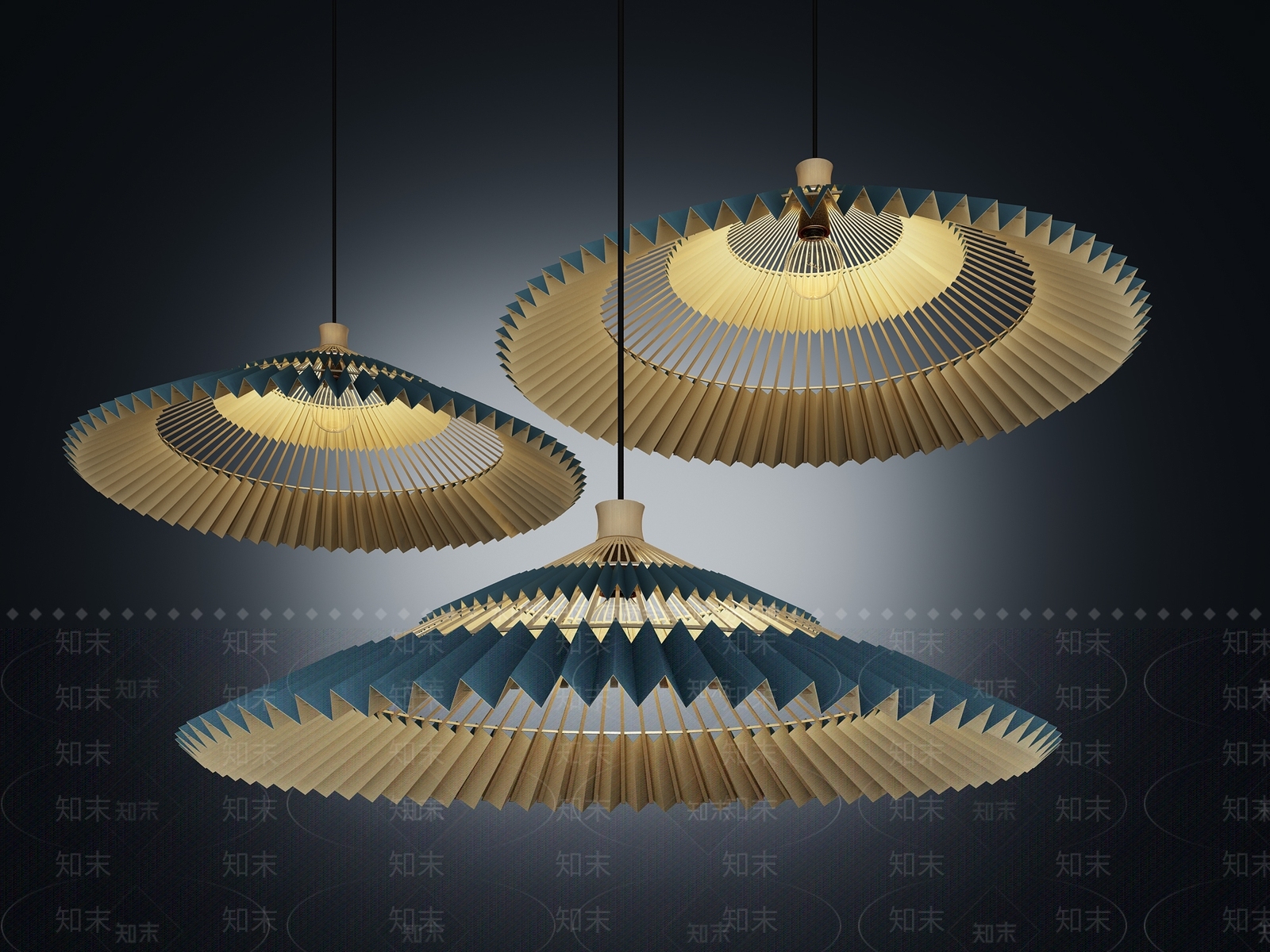新中式雨伞吊灯3D模型下载【ID:1109001556】