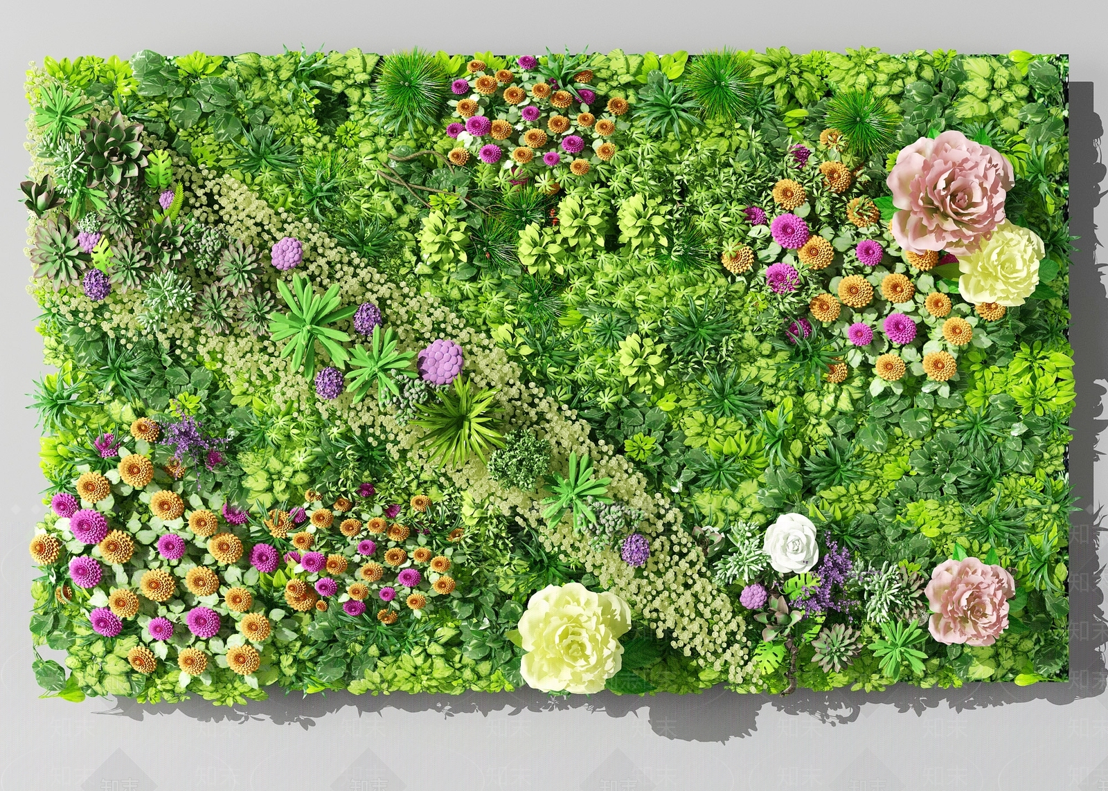 现代植物墙3D模型下载【ID:1109001158】