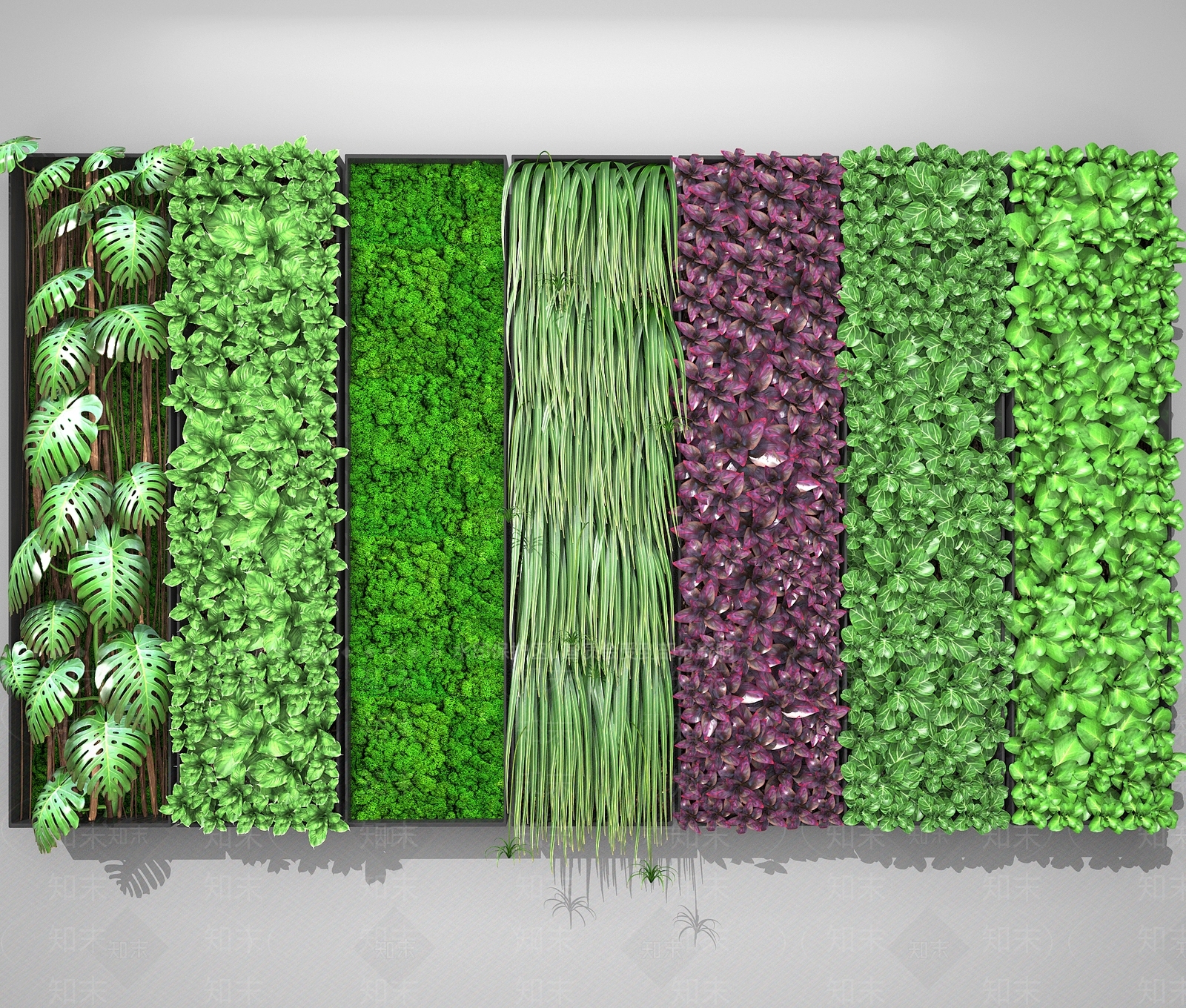 现代植物墙3D模型下载【ID:1109001076】