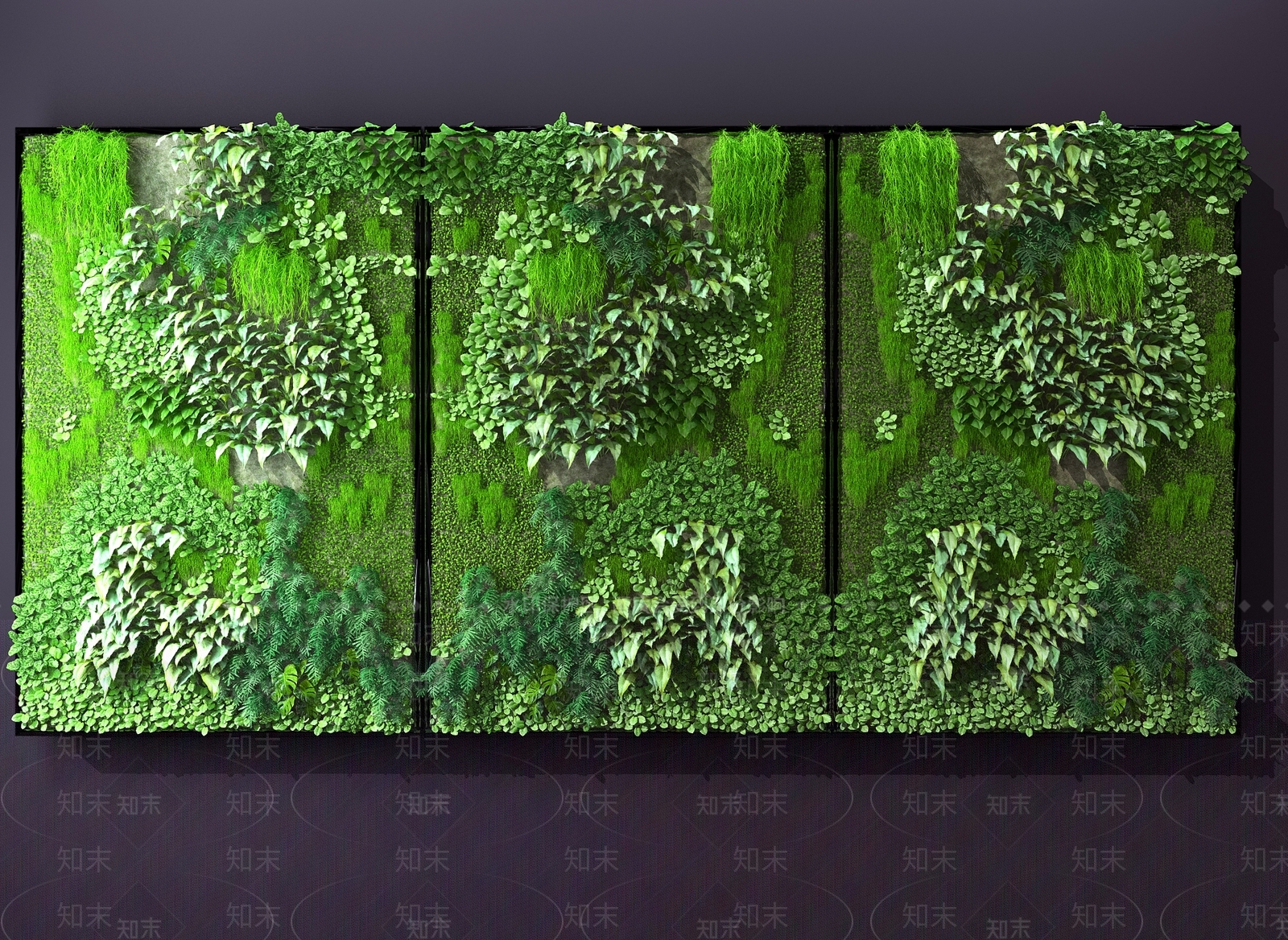 现代植物墙3D模型下载【ID:1109000997】