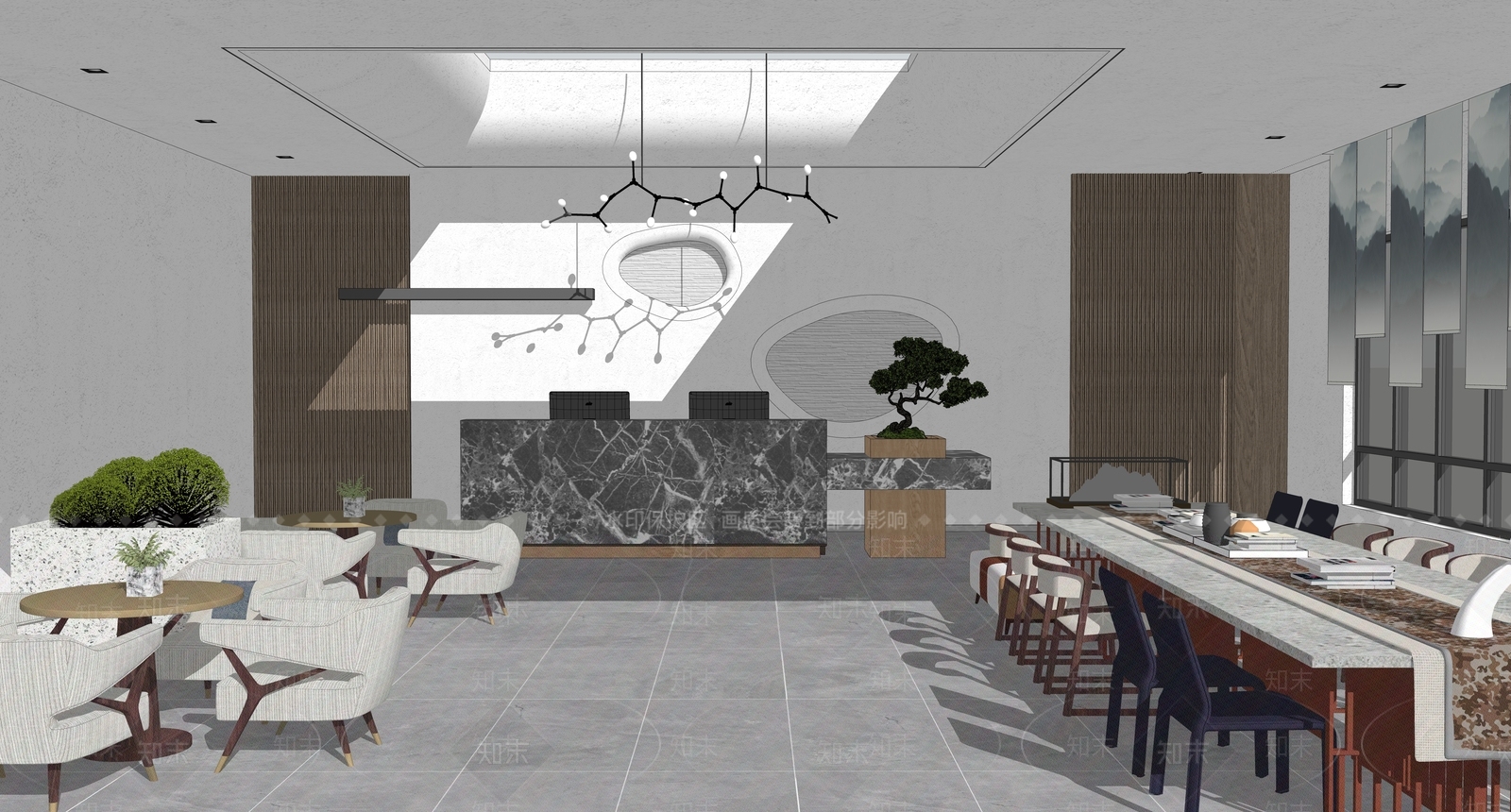 现代酒店大堂SU模型下载【ID:1108865910】