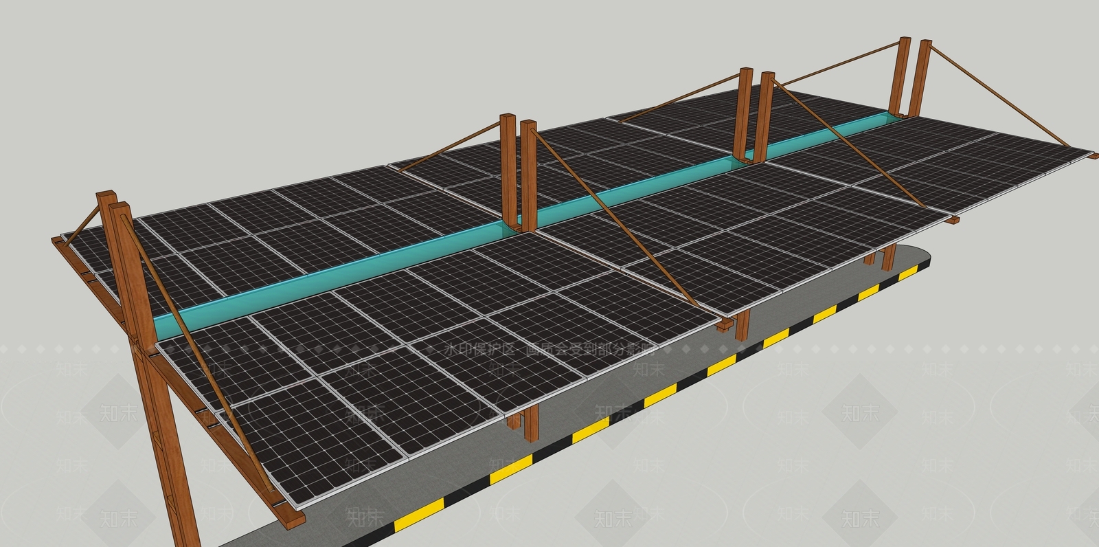 现代光伏组件汽车棚SU模型下载【ID:1108873468】