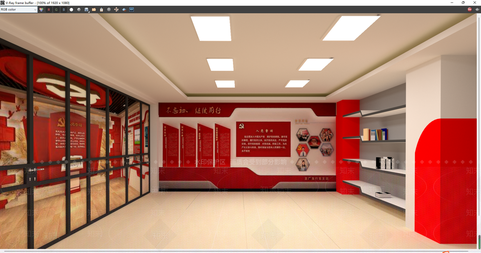 现代党建展厅SU模型下载【ID:1108993218】