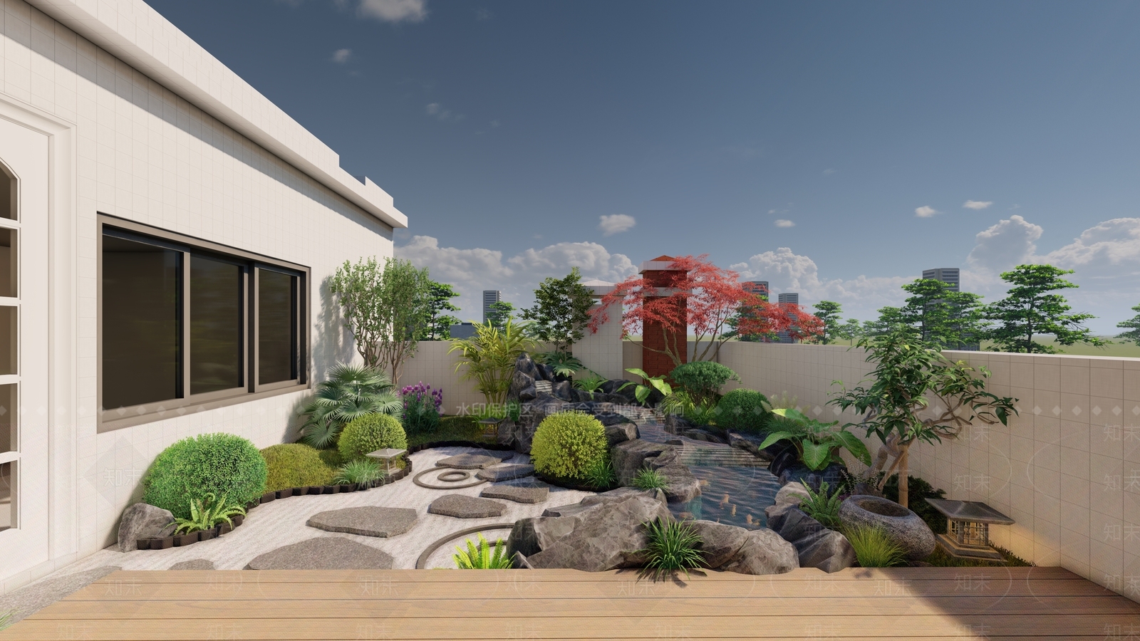 日式屋顶花园SU模型下载【ID:1108879278】