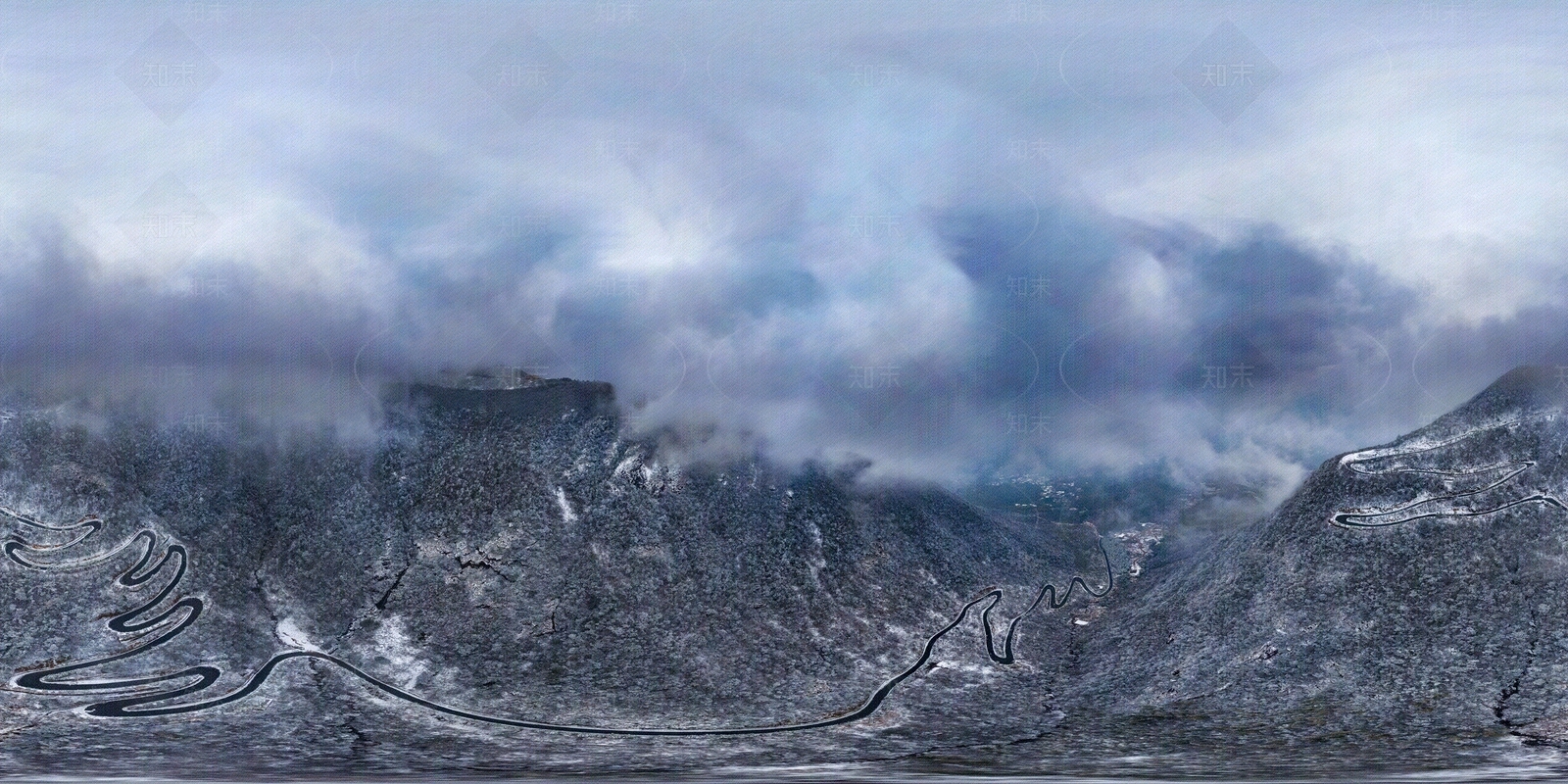 hdr空谷森林雪景贴图下载【ID:1108880124】