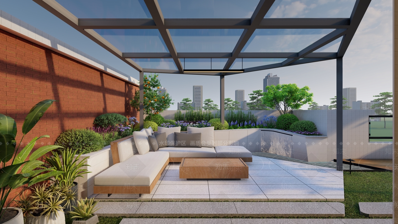 现代屋顶花园SU模型下载【ID:1108882363】